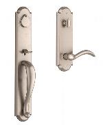 BaldwinELKxARC_RAEElkhorn Rustic Handleset w/ Arch Lever and Arched Escutcheon
